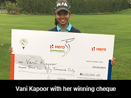 Vani Kapoor with her winning cheque
