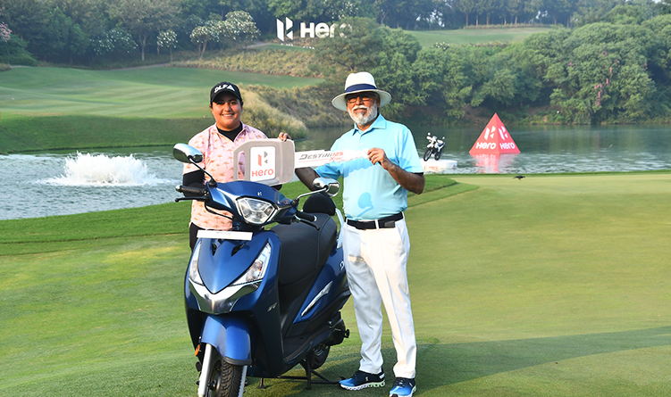 Amandeep Drall of India and her Hero Scooter asd the highest placed indian