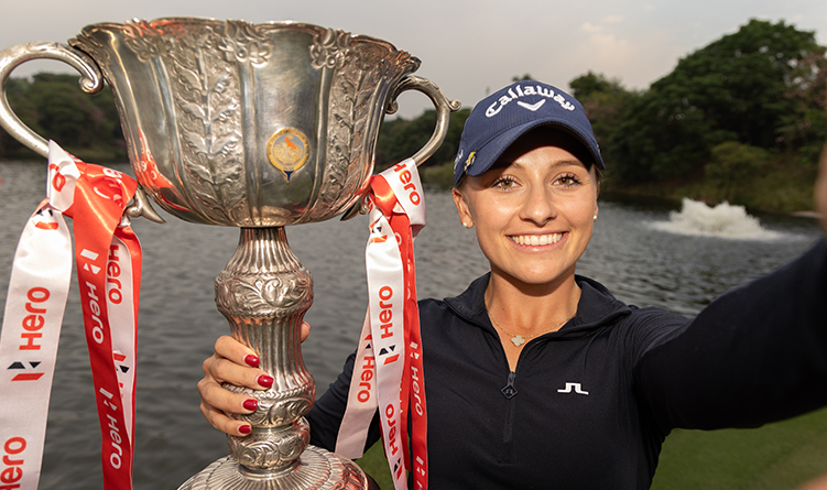 Aline Krauter of Germany with her trophy