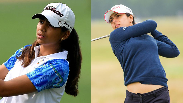 Diksha Dagar and Tvesa Malik playing golf