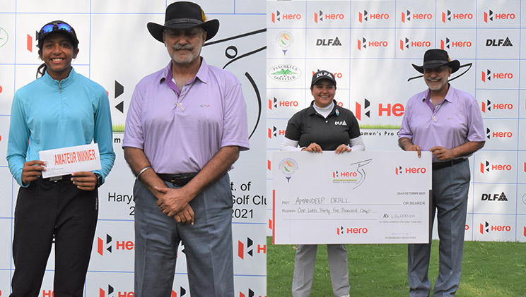Avani and Amandeep receiving winners cheque