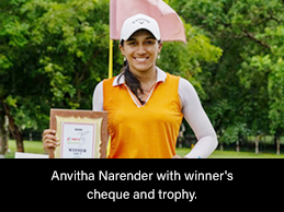 Anvitha Narender with winner's cheque and trophy.